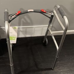 McKesson Folding Walkers with Wheels, Aluminum, 32 in to 39 in, 350 lbs weight max