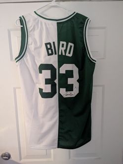 Larry Bird #33 Signed Split Jersey