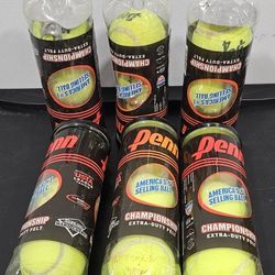 Penn Championship Tennis Balls Extra Duty Felt Lot of  6 Cans Sealed