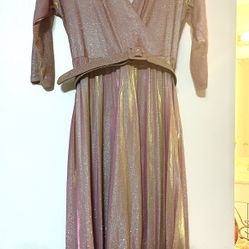 Blush And Iridescent Color Evening Gown
