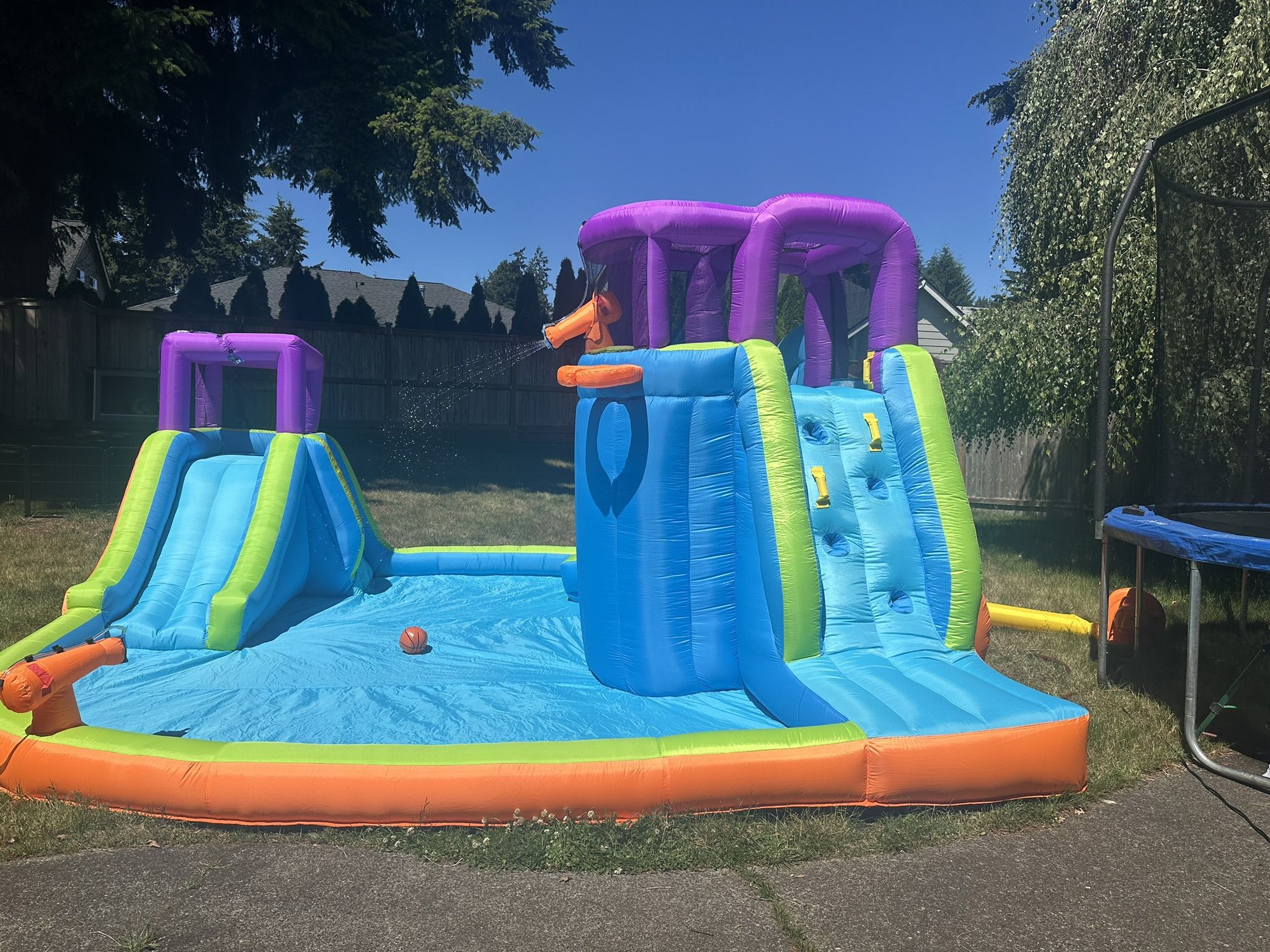 BOUNTECH Inflatable Water Slide Park, 15x14.5FT w/750W Air Blower