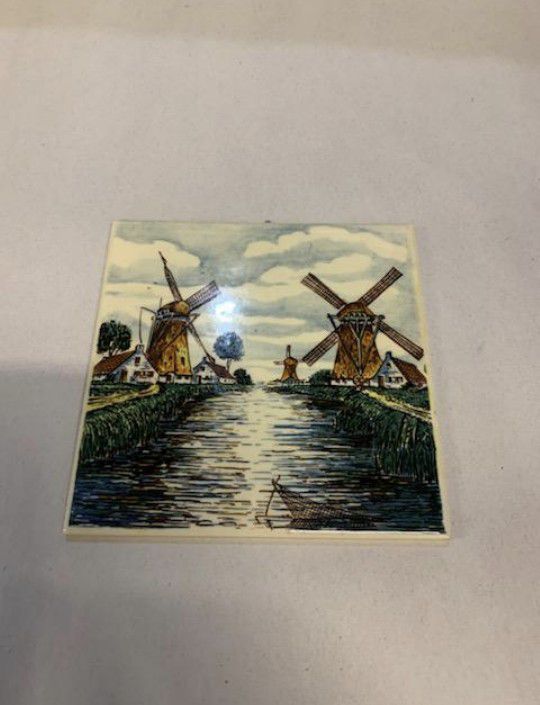 
Delft Blue Antique Windmill Dutch tile by Schoonhoven