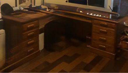 Vintage L Shaped wooden desk