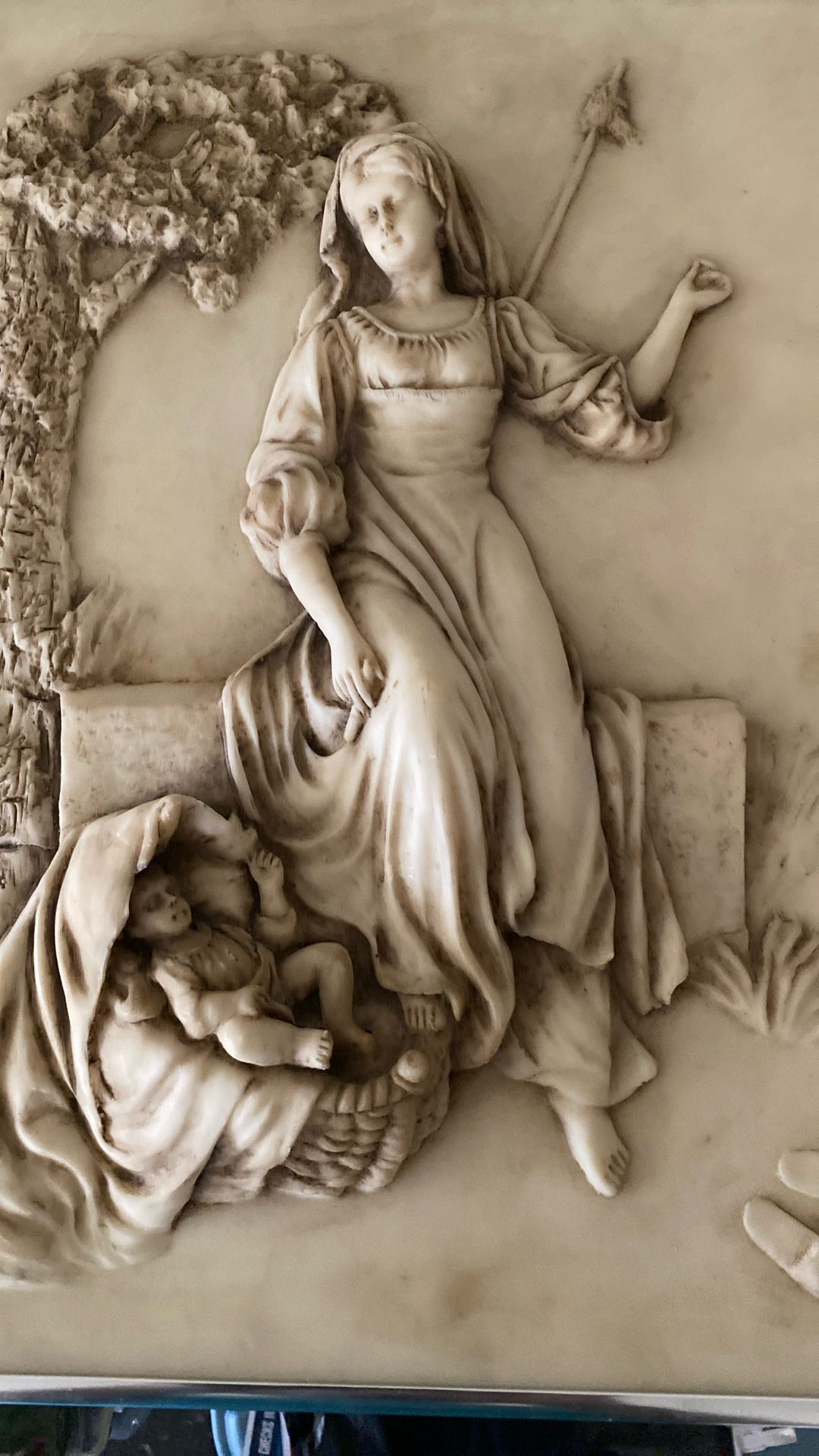 Pair of Faux Alabaster Relief Plaques Framed