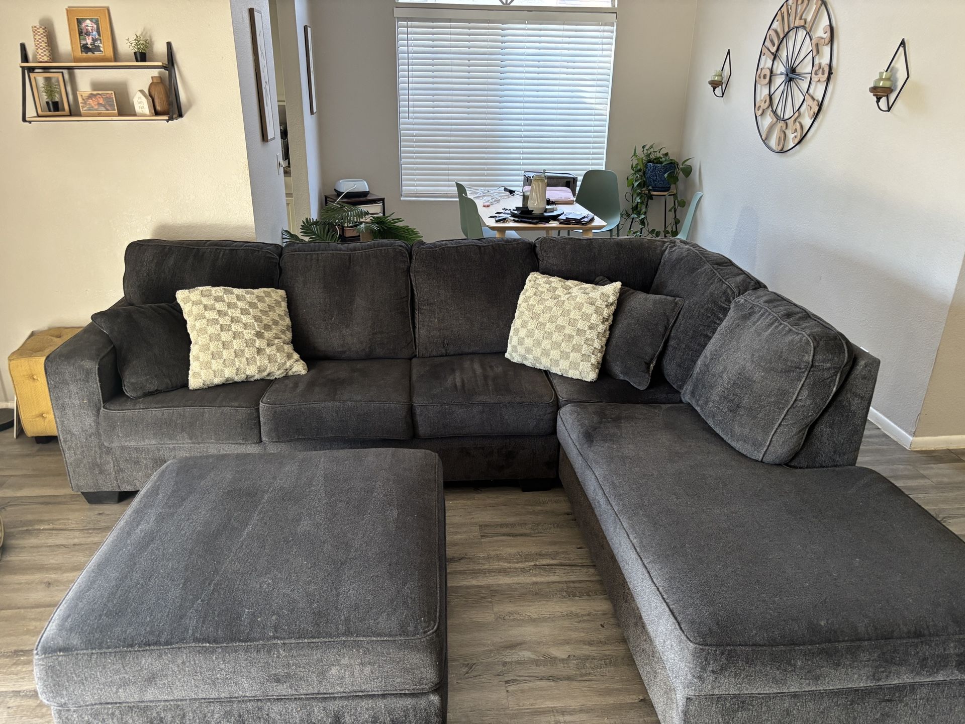 Gray L - Couch w/ Ottoman (NEEDS TO BE GONE ASAP)