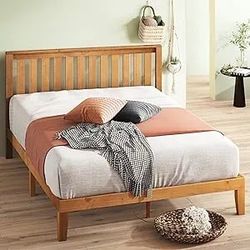 ZINUS Alexia Wood Platform Bed Frame with headboard, Solid Wood Foundation with Wood Slat Support, No Box Spring Needed, Easy Assembly, Queen