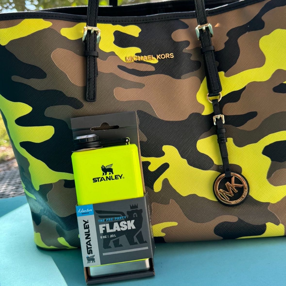 Michael Kors Tote Bag Camouflage & Free Stanley flask 💫
