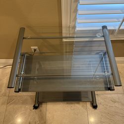 Glass Computer Desk on Wheels