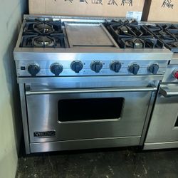 Viking 36”Wide Dual Fuel Range Stove Stainless Steel With Griddle 