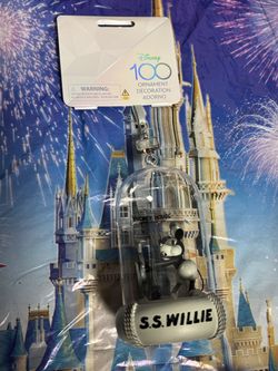 Disney Sketchbook Steamboat Willie Light & Sound 100 Years Christmas Ornament