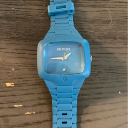 Blue Nixon Rubber Player Diamond Watch