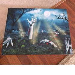 HALLOWEEN 🎃 GRAVEYARD CANVAS LIGHTS UP WITH SOUND