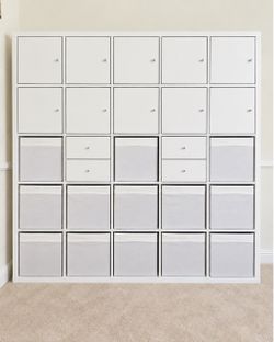 IKEA KALLAX 5x5 Storage Shelf w/ Inserts & Bins
