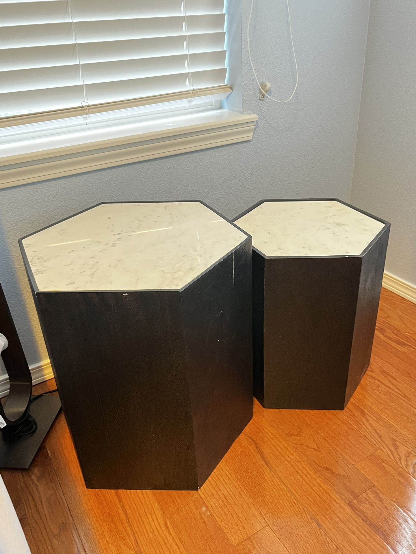Stone-top Hexagon Side Tables (set of 2)