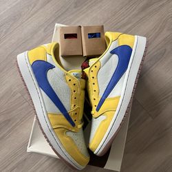 SIZE 10 Men Jordan 1 Retro Low (Travis Scott Canary)💛