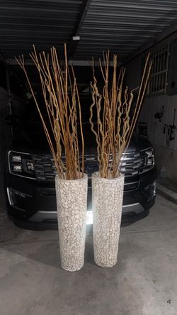 Tall Floor Vases with Decorative Branches – Set of 2
