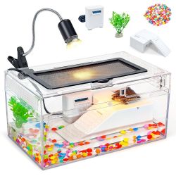 12x7x6 Turtle Tank Kit A High-Definition Aquarium with Heating Lamp, Filter, Advanced Ventilation, High-Temperature Resistance, Complete Accessories f