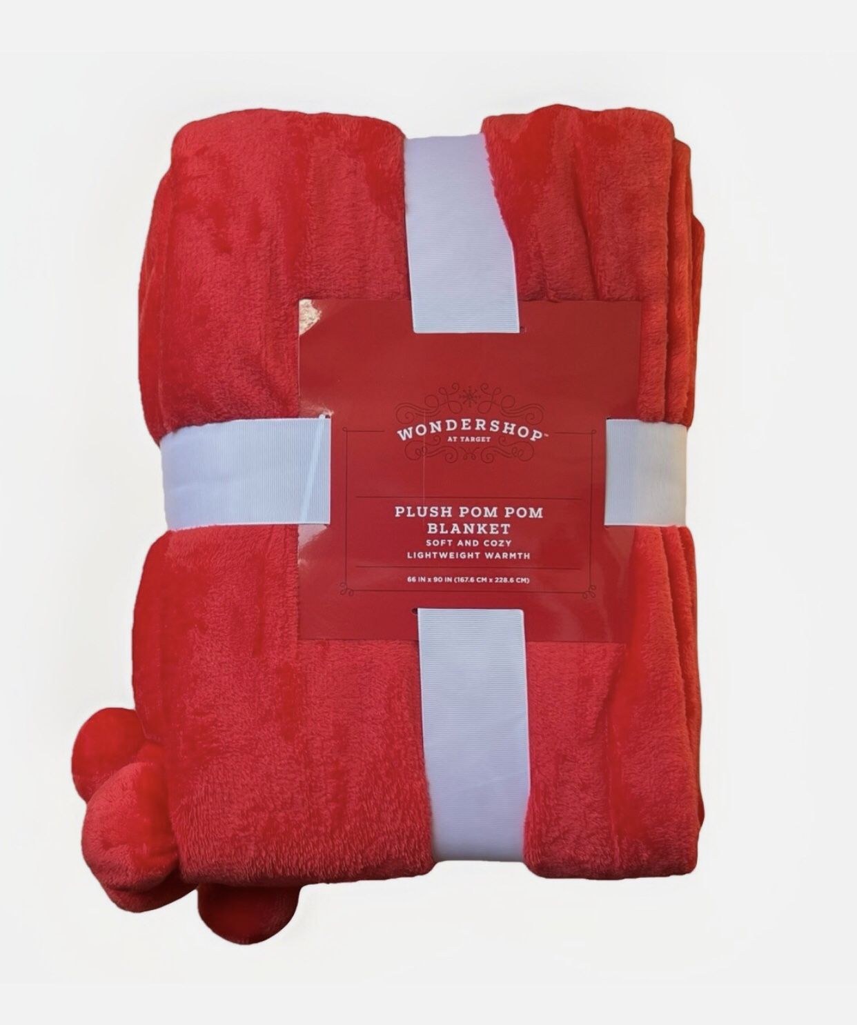 New! Wondershop☃️Red Plush Pom Pom Blanket