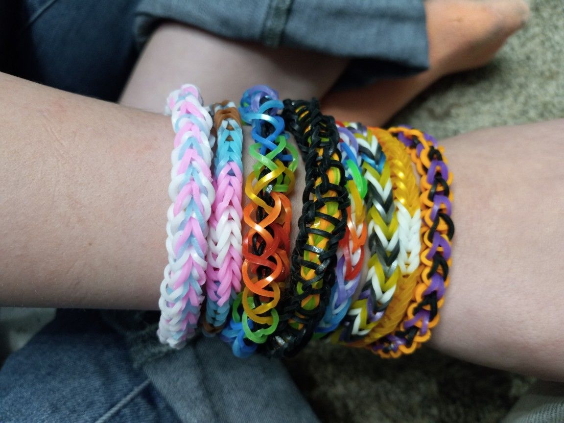 Lot of 9 Loom Bracelets and Choker
