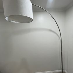 Meryl Arc Nickel Floor Lamp With Whitr Shade - CB2
