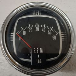 TACHOMETER - 1976, 0-60 RPM X 100  IN DASH MEASURING METER FOR AUTOMOBILES, VINTAGE, GOOD CONDITION!