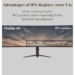 YOGAES 49 Inch 5K Wide Dual QHD (5120x1440) IPS Surface Game Display, 49 Inch montior. HDR 400, Hidden Inside, USB-C, VESA100*100mm, Tilt Height Adjus