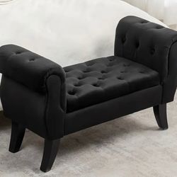 End Of The Bed Black Velvet Storage Bench