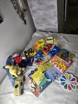 Boys mixed toy lot cars books plushy