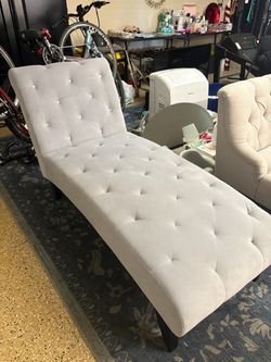 Beautiful Gray Chaise Lounge with Crystal Accents 64” *like new!