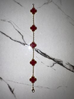 Red And Gold 5 Motif Bracelet Vca