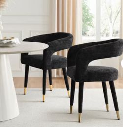 Modern black padded dining chair