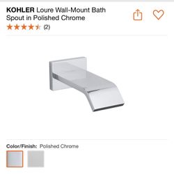 KOHLER Loure Wall-Mount Bath Spout in Polished Chrome