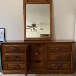 9 Drawer Solid Wood Dresser & Mirror 