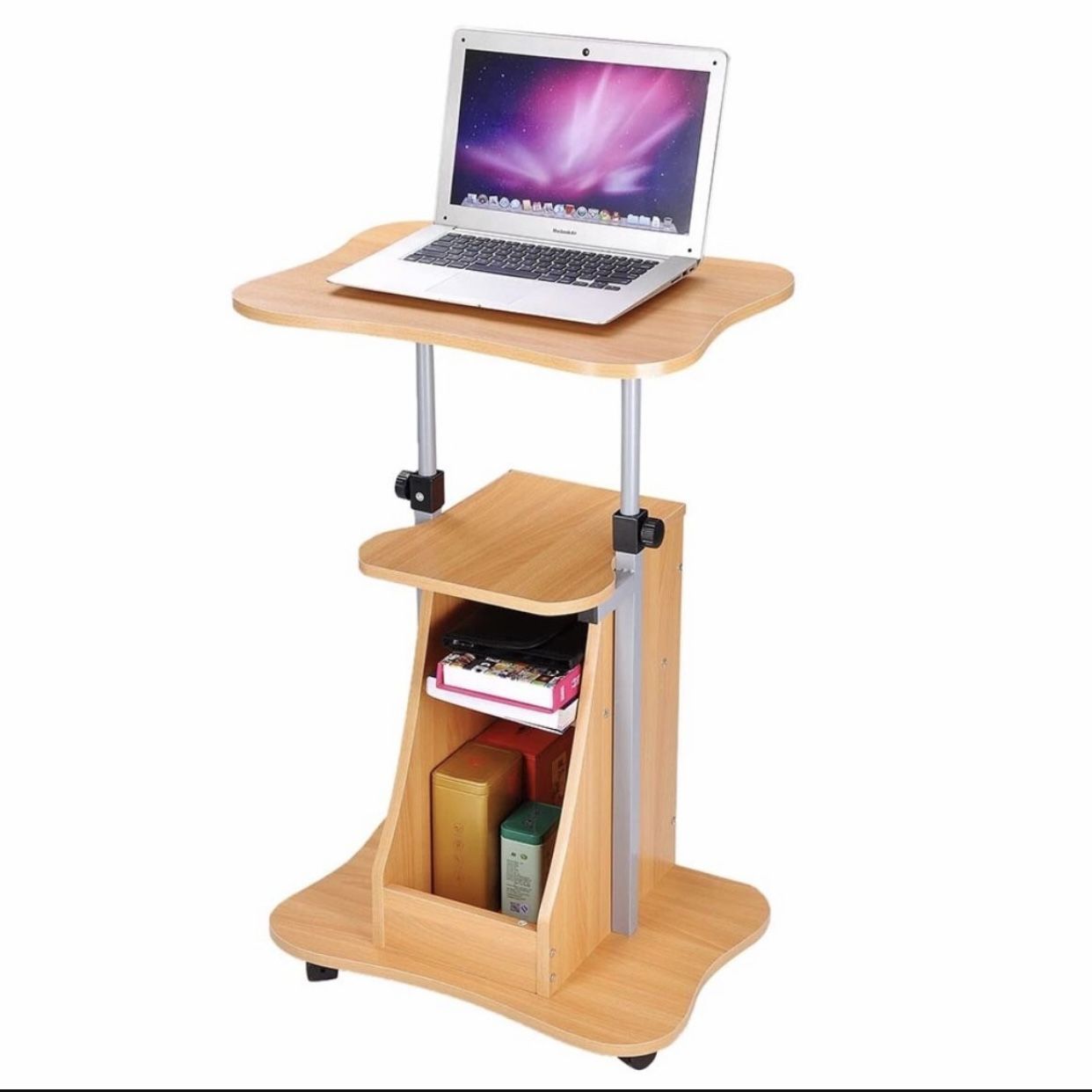 Portable Office Laptop Desk Rolling Adjustable Table Cart Computer Mobile Stand Office equipment & Supplies