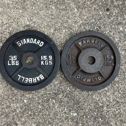 Mismatched 35lb Olympic 2” Weight Plate set weights plates 35lbs 35 lb lbs 70lbs total for Barbell bar