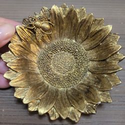 Sunflower & Bee Ring,  Jewelry, Trinket Bowl-antique Gold Finish