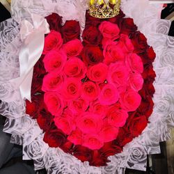 50 Count Bouquet Red Mixed Bright Pink
