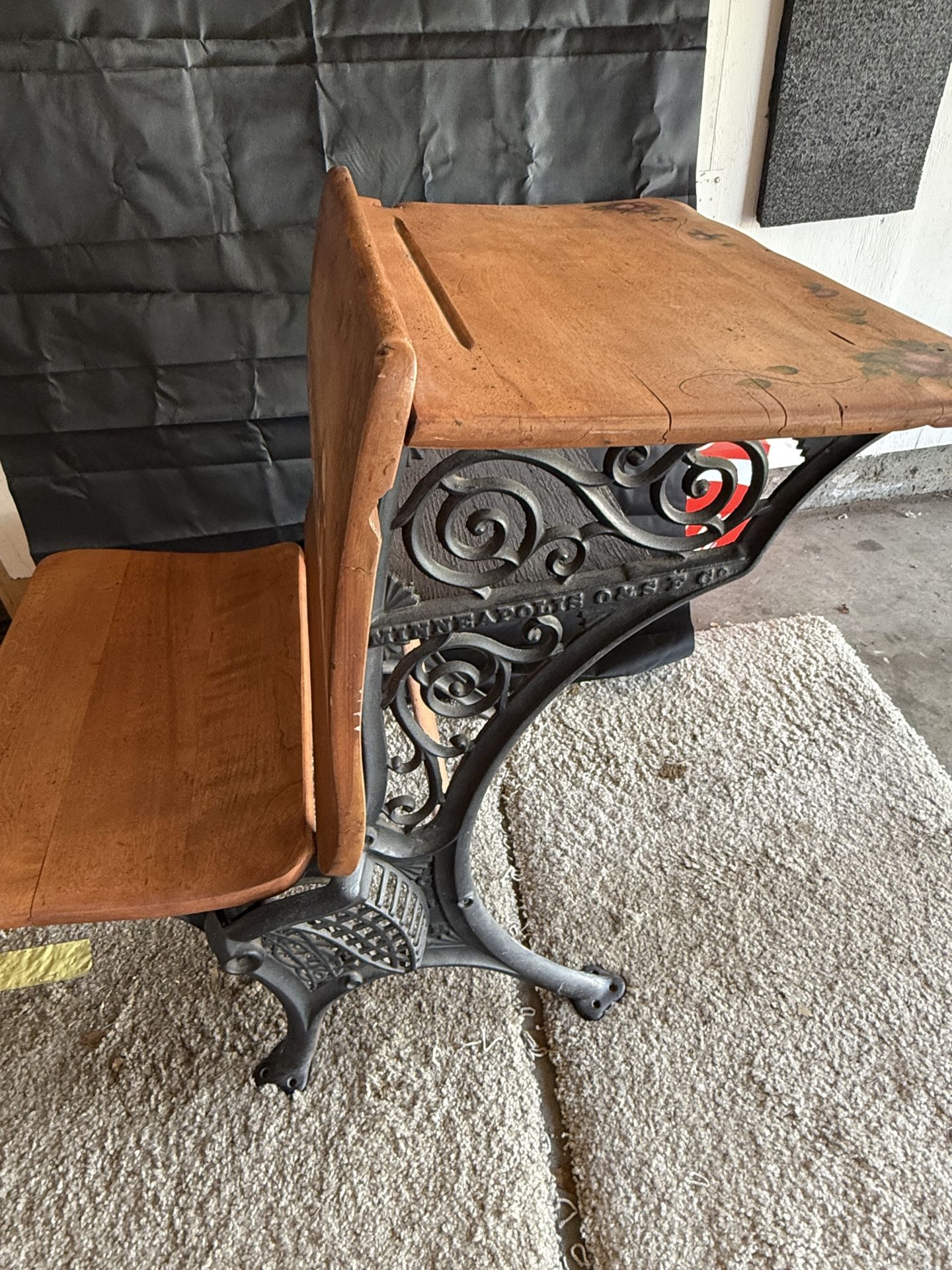 Antique Desk - School Scene