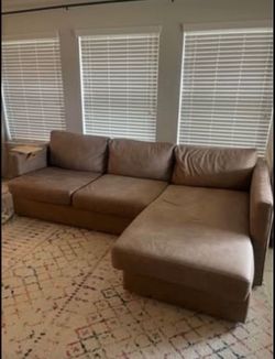 Faux leather couch with chaise