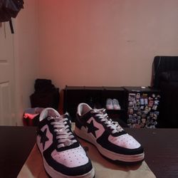 Bape black and white fur shoes