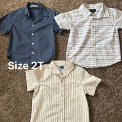 Toddler Boy Short Sleeve Collar Button Up Shirts Bundle Variety Lot Size 2T