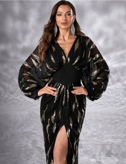 Black elegant gold dress $36 large