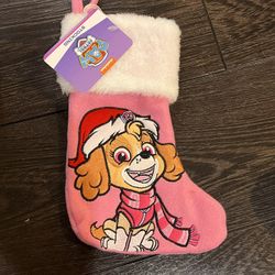 Christmas Mini 8” Embroidered Stocking Paw Patrol Skye pink  New