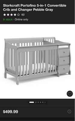5 in 1 crib / toddler bed with changing area