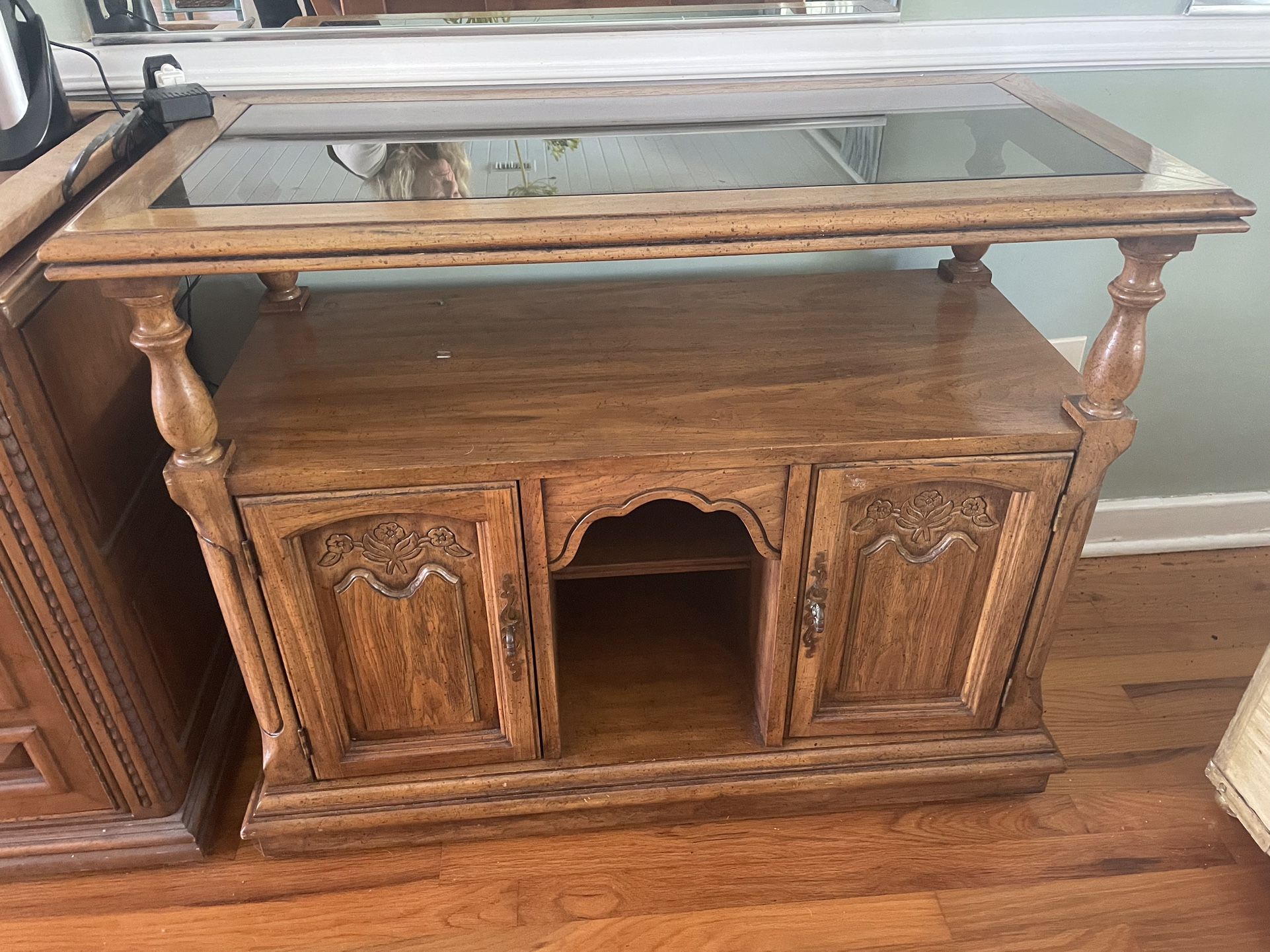 Wooden Cabinet With Glass Top