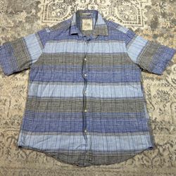 Tasso Elba Shirt Mens Size M Plaid Button Up Short Sleeve 