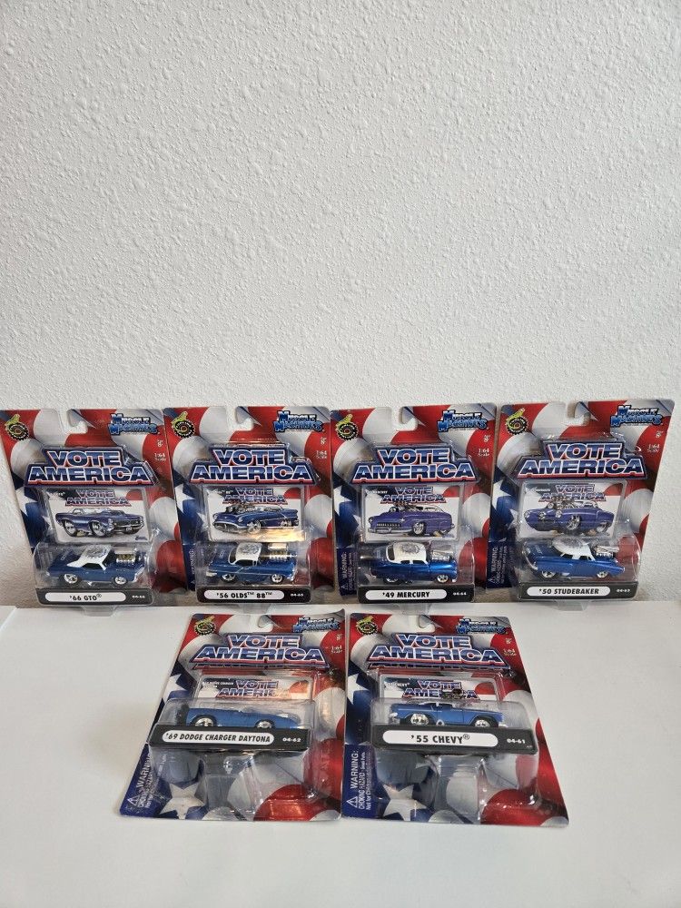 Muscle Machines Vote America 1:64 Scale Die Cast Collectible Cars Lot Of 6