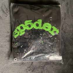 Slate Grey And Green Sp5der Hoodie