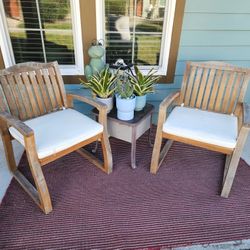 Solid Hardwood Patio Chairs – Set of 2 – With Cushions