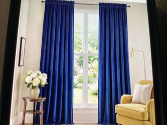 Lazzzy Velvet Blackout Curtains 52x 96”L Blue